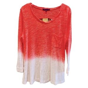 Z by Zobha Hot Coral Long Sleeve Heather Long Sleeve Shirt Blouse XXL NWT NEW!